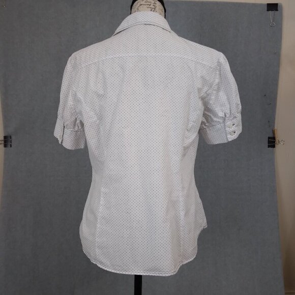 Spense | Polka Dot Ruffle Front Blouse Shirt White | Size L - Picture 7 of 9